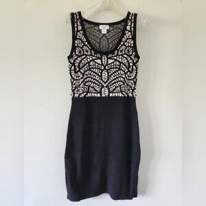 CARMEN MARC VALVO | Dress Jersey Knit black beige sz S